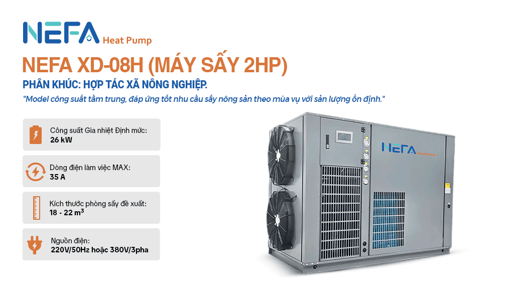 Máy sấy bơm nhiệt XD-08H