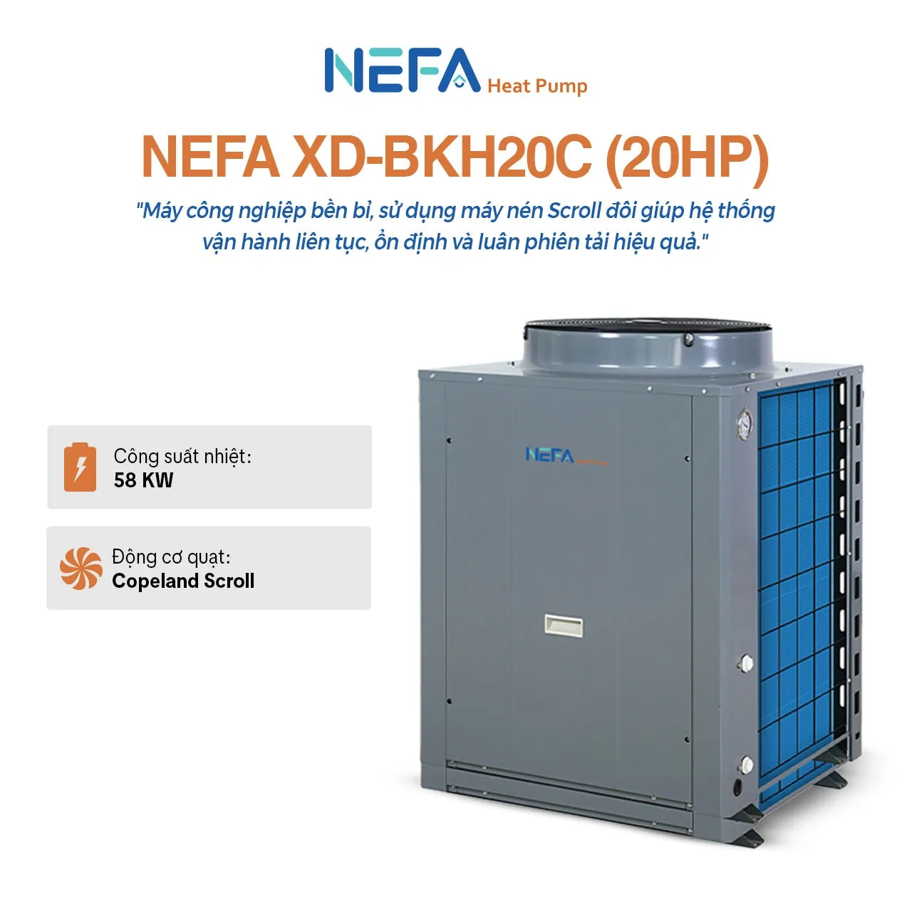Máy bơm nhiệt sưởi ấm và nước nóng Nefa XD-BKH20C