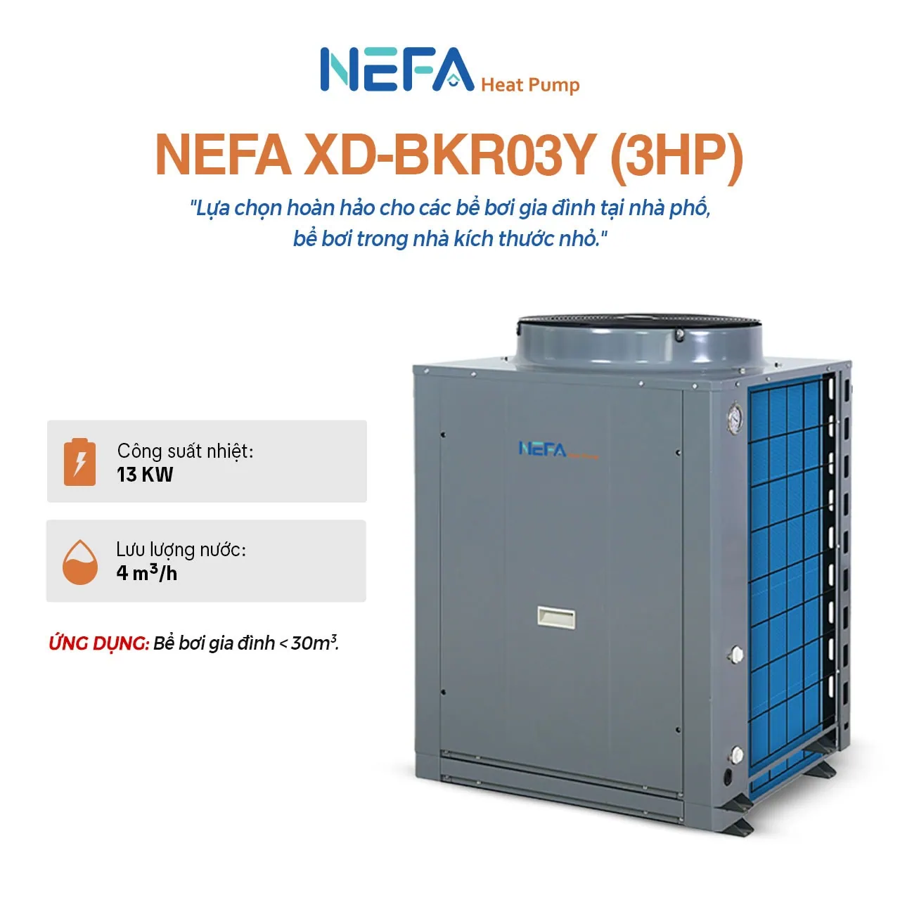 Máy nước nóng trung tâm cho bể bơi XD-BKR03Y