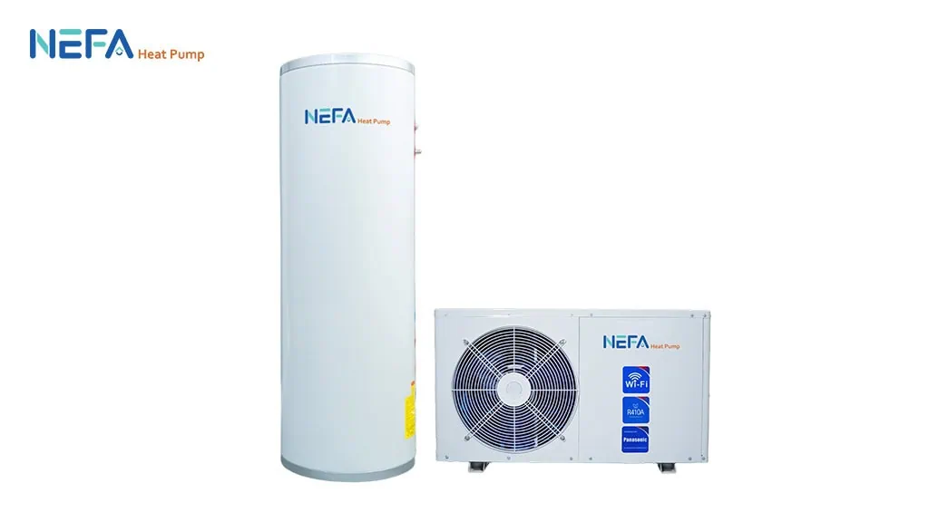 Máy nước nóng trung tâm dân dụng NEFA Heat Pump cho gia đình nhiều phòng tắm.